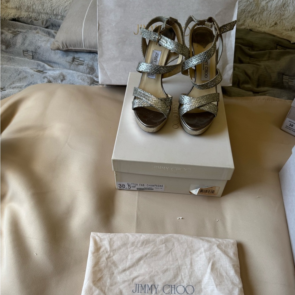 Jimmy Choo Glittering Silver Heels